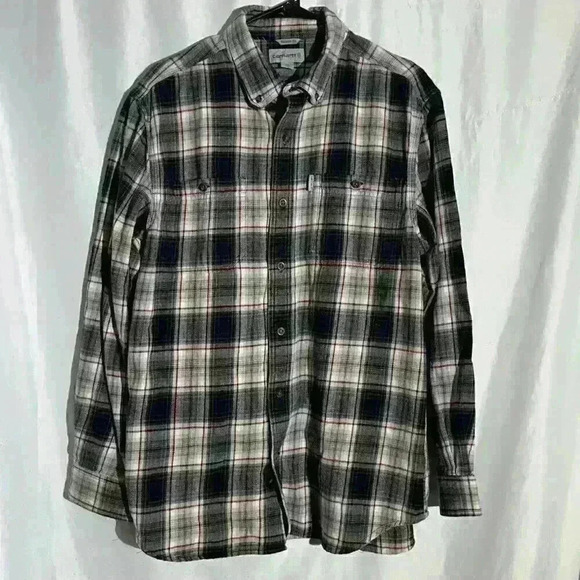 Carhartt Mens Long Sleeve Flannel Shirt Relaxed Fit Plaid Size Large - Picture 2 of 9